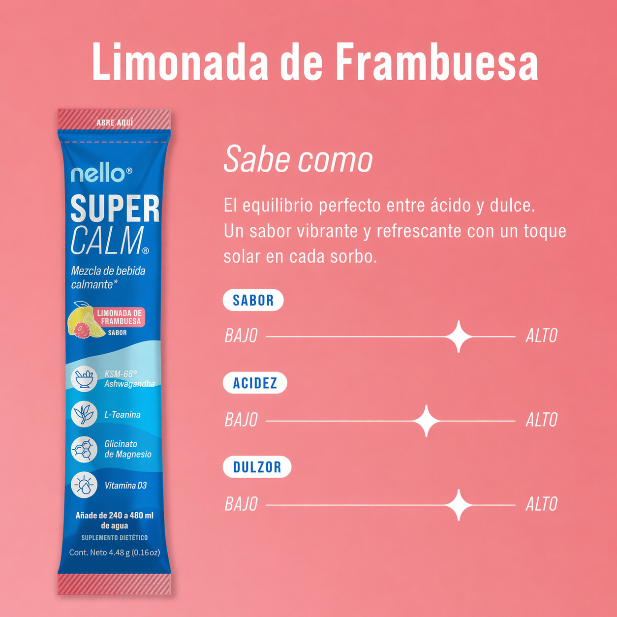 Electrolitos Naturales para la Calma y el Descanso – Magnesio, Ashwagandha y L-Teanina | Sin Azúcar | 20 Sobres