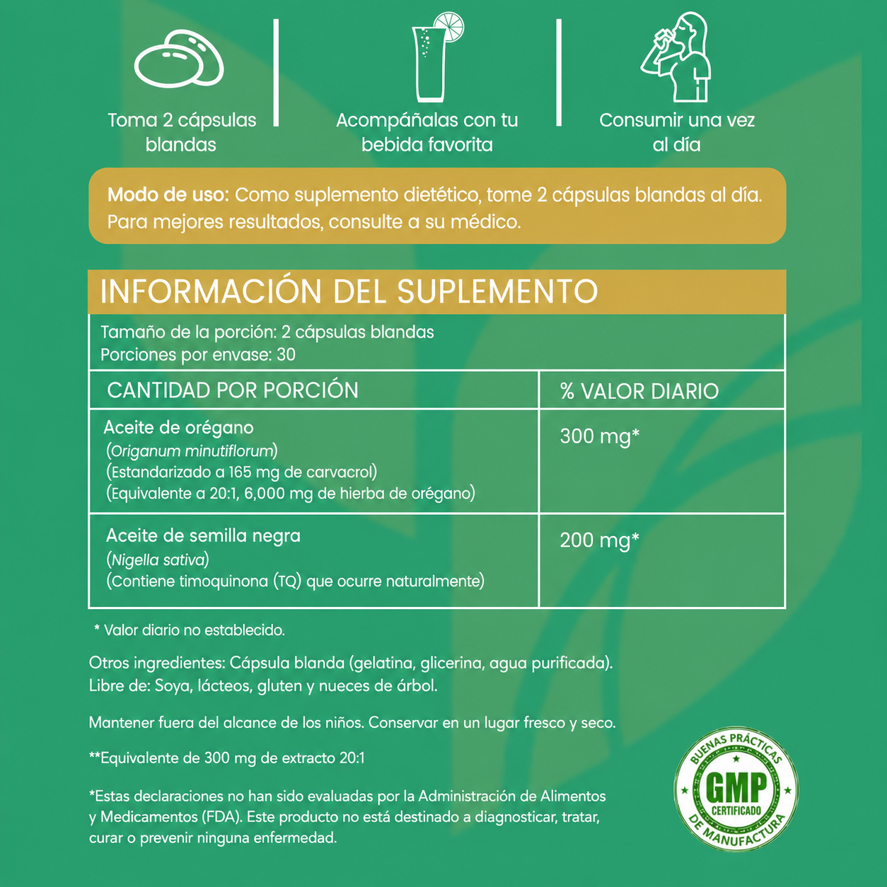 Cápsulas de Aceite de Orégano + Semilla Negra – Defensa Natural 60 Softgels